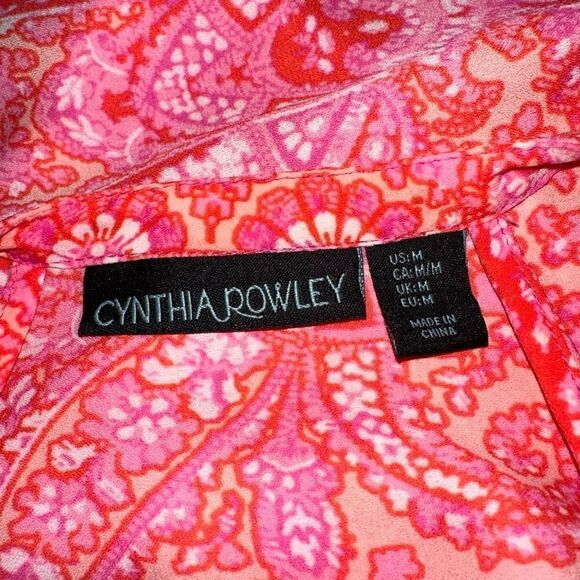 Cynthia Rowley Hot Pink Boho Paisley Y2K Halter Neck Chiffon Tank Top Womens M - Picture 4 of 9